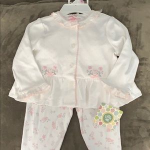 Little Me floral 2pc + hat set